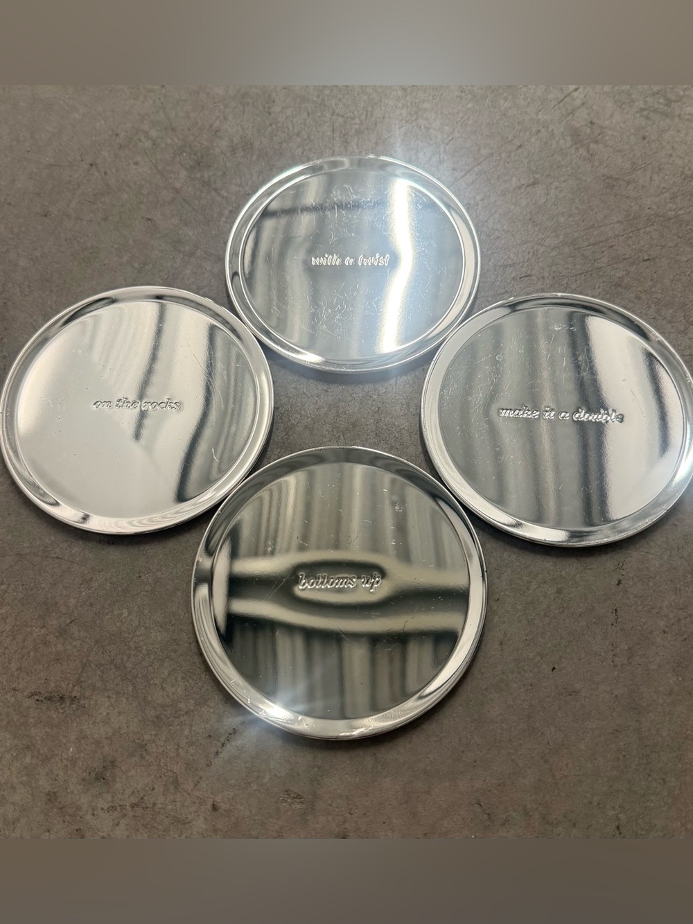 Set of 4 Kate Spade New York Round Silverplate Coasters with Engraving